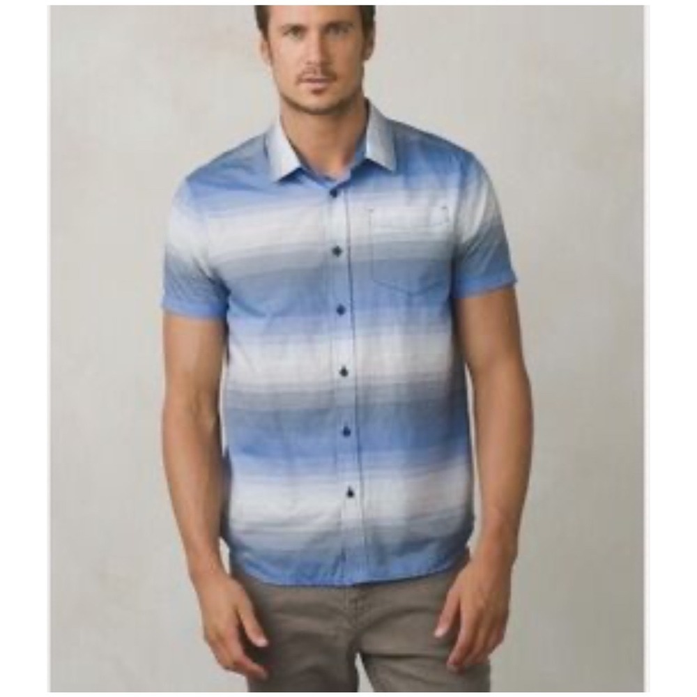 Prana Tamrack Stripe Shirt XL Organic Cotton Outdoor Hiking Gorpcore Utility